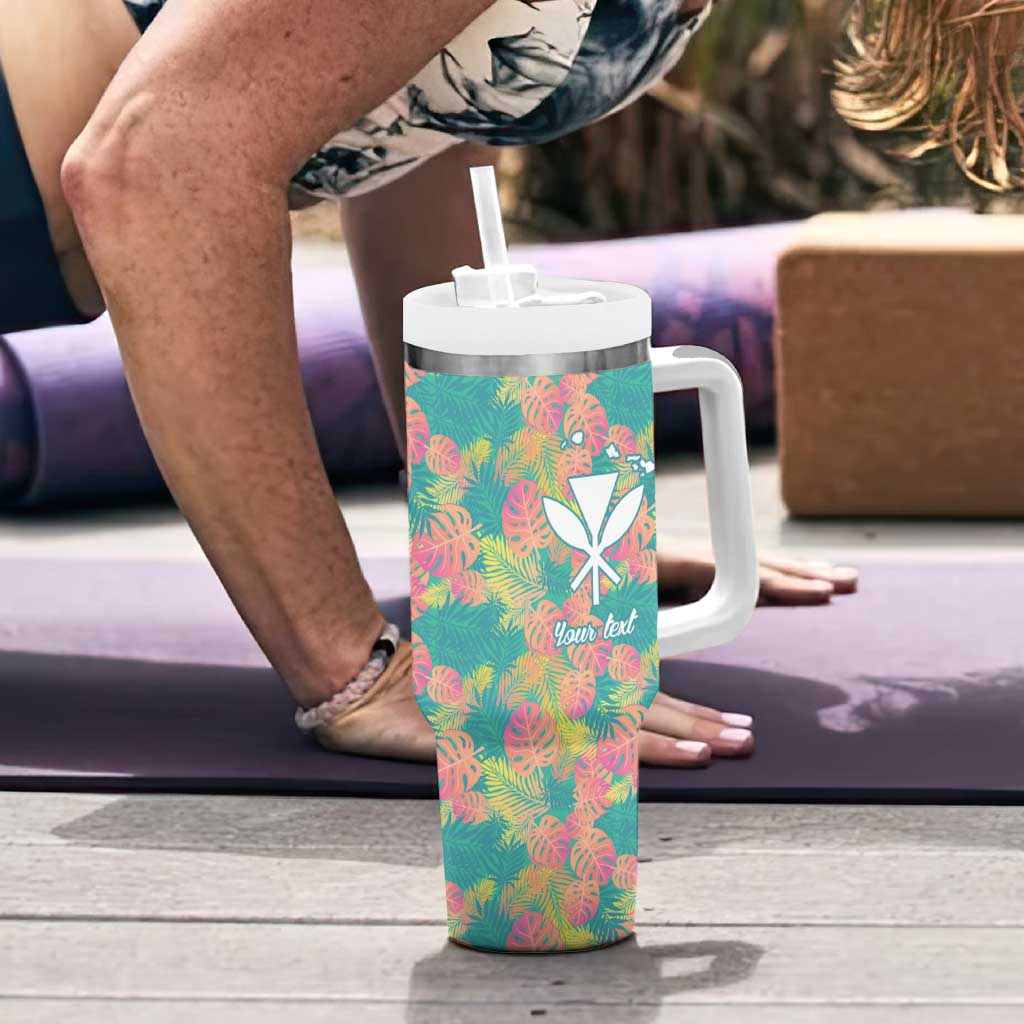 Personalised Seamless Hawaiian Quilt Pattern Tumbler With Handle Hawaii Culture Palm Leaf Tropical LT9 - Polynesian Pride