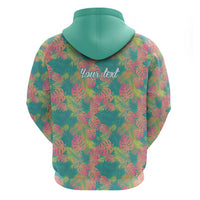 Personalised Seamless Hawaiian Quilt Pattern Zip Hoodie Hawaii Culture Palm Leaf Tropical LT9 - Polynesian Pride