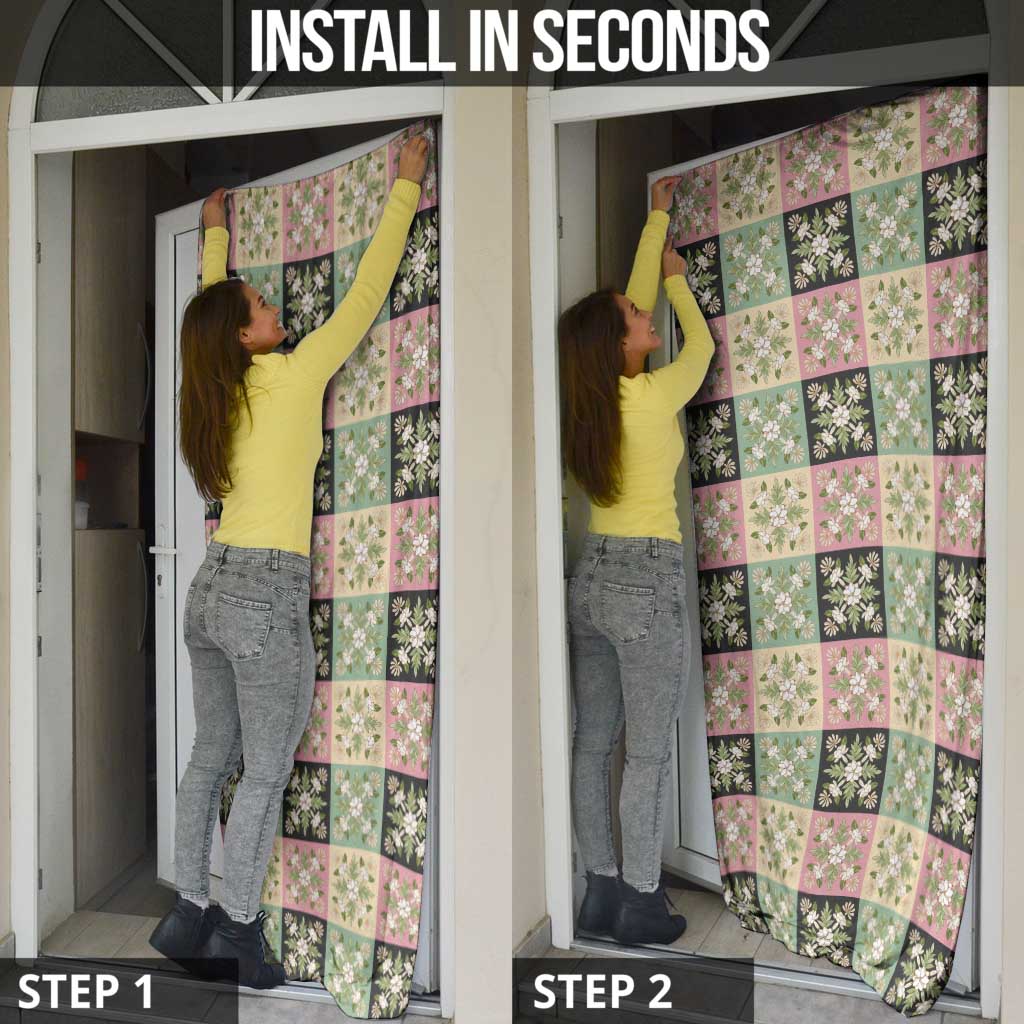 Seamless Pattern Maile and Pikake Lei Door Cover Squares Maile Leaf LT9 - Polynesian Pride
