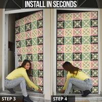 Seamless Pattern Maile and Pikake Lei Door Cover Squares Maile Leaf LT9 - Polynesian Pride