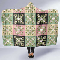 Seamless Pattern Maile and Pikake Lei Hooded Blanket Squares Maile Leaf LT9 One Size Green - Polynesian Pride