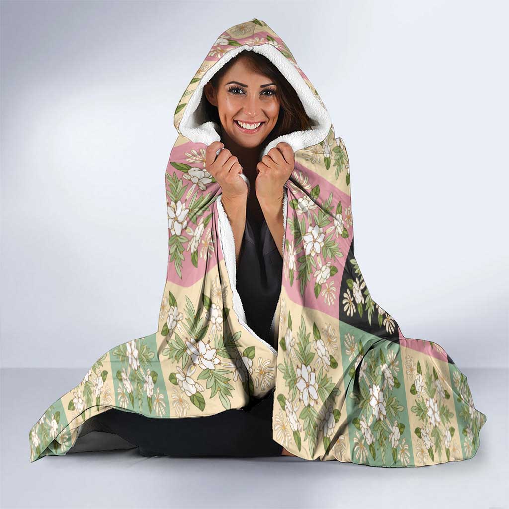 Seamless Pattern Maile and Pikake Lei Hooded Blanket Squares Maile Leaf LT9 - Polynesian Pride