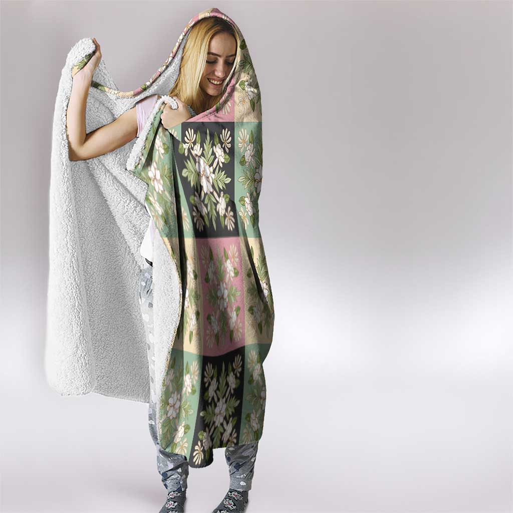 Seamless Pattern Maile and Pikake Lei Hooded Blanket Squares Maile Leaf LT9 - Polynesian Pride
