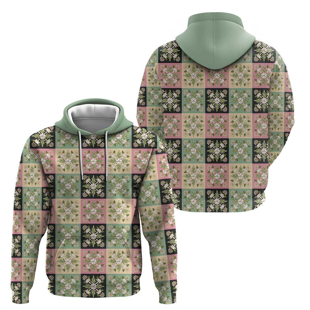 Seamless Pattern Maile and Pikake Lei Hoodie Squares Maile Leaf LT9 - Polynesian Pride