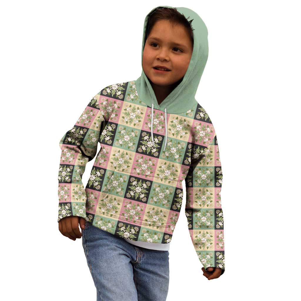 Seamless Pattern Maile and Pikake Lei Kid Hoodie Squares Maile Leaf LT9 - Polynesian Pride