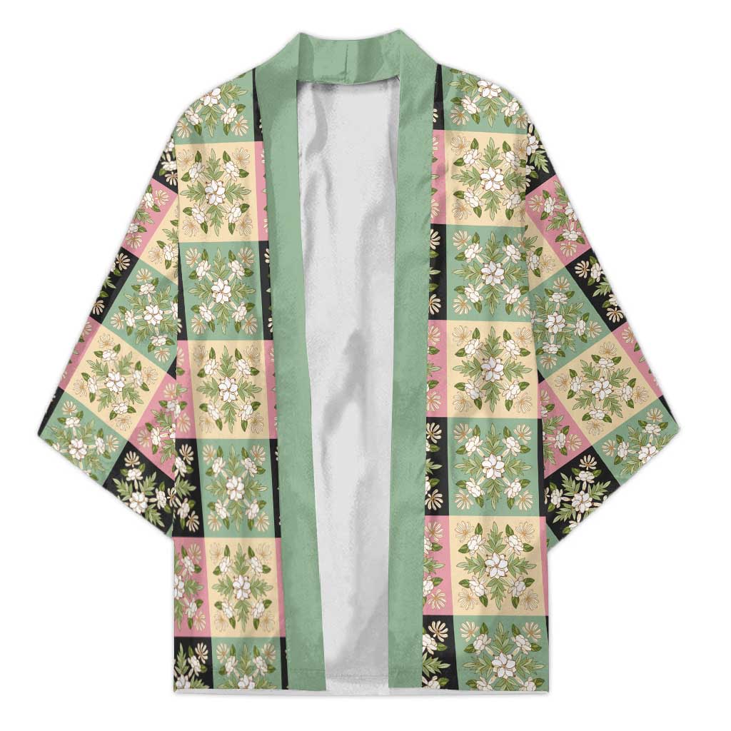 Seamless Pattern Maile and Pikake Lei Kimono Squares Maile Leaf LT9 Unisex Green - Polynesian Pride