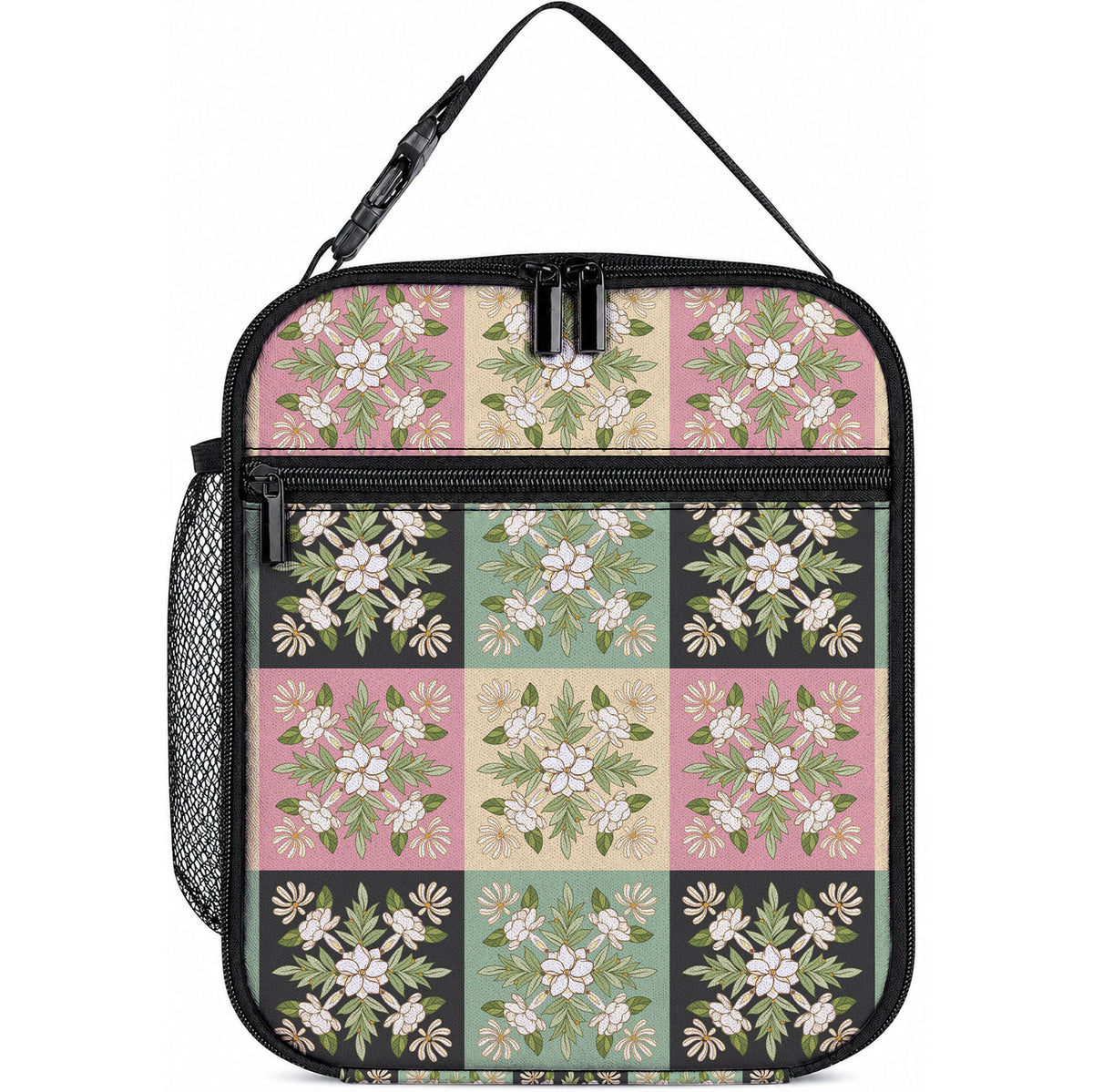 Seamless Pattern Maile and Pikake Lei Lunch Bag Squares Maile Leaf LT9 10.2 × 8.3 × 4.3 inch Green - Polynesian Pride
