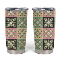 Seamless Pattern Maile and Pikake Lei Tumbler Cup Squares Maile Leaf LT9 Green - Polynesian Pride