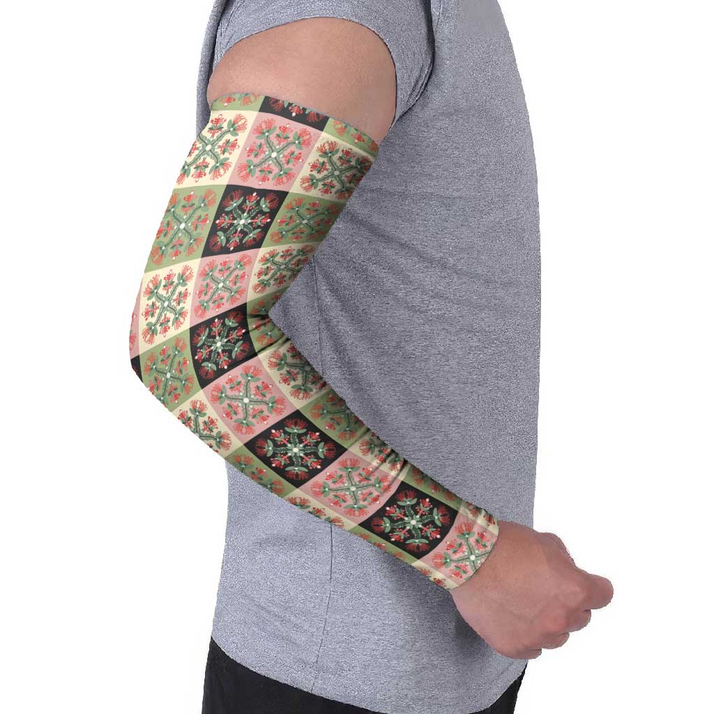 Seamless Pattern Pikake Lei Arm Sleeves Floral Squares Pikake LT9 - Polynesian Pride