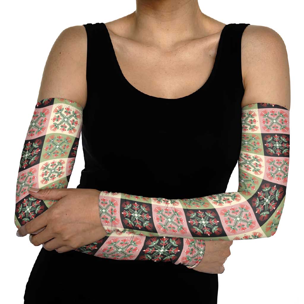 Seamless Pattern Pikake Lei Arm Sleeves Floral Squares Pikake LT9 - Polynesian Pride