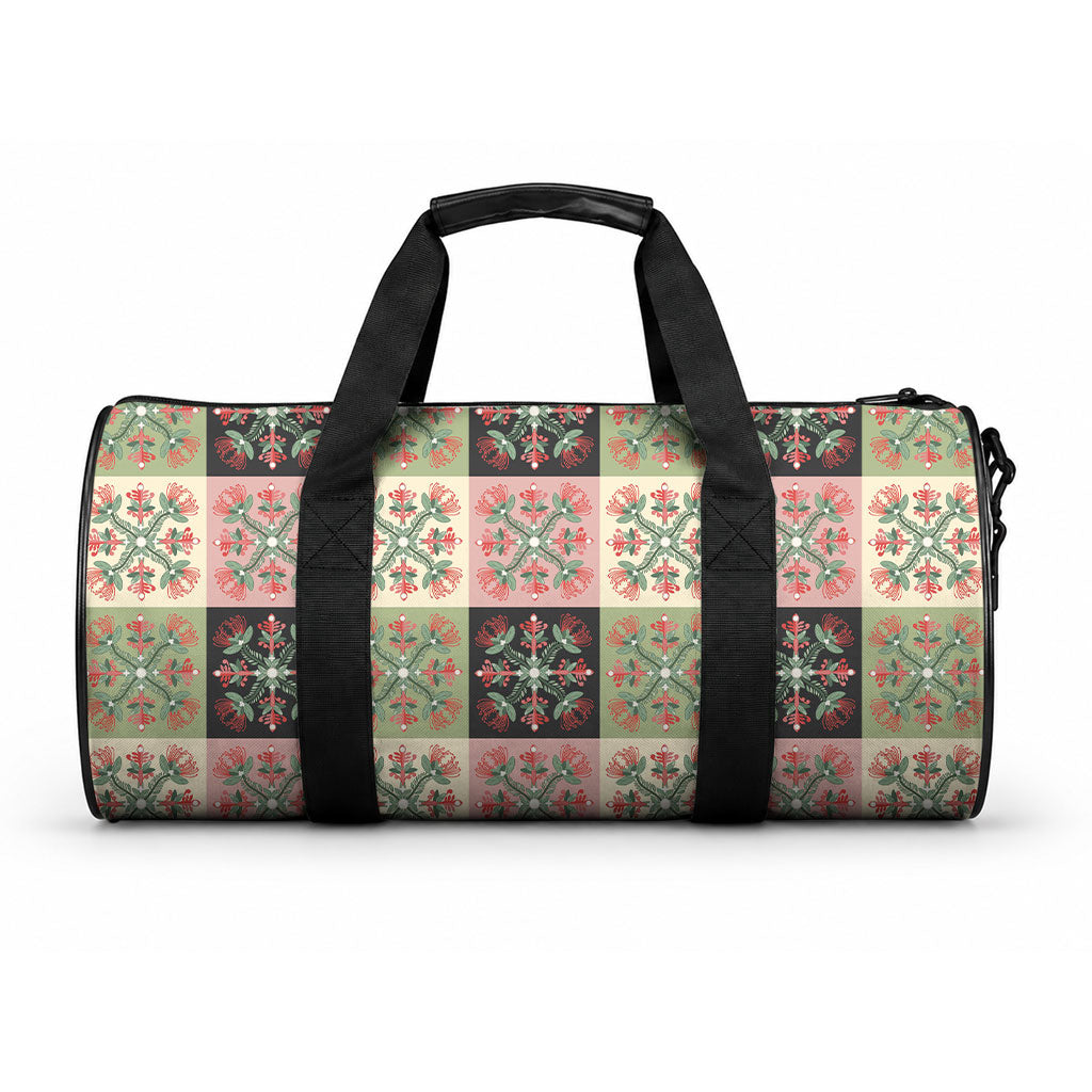 Seamless Pattern Pikake Lei Duffle Bag Floral Squares Pikake LT9 One size Pink - Polynesian Pride
