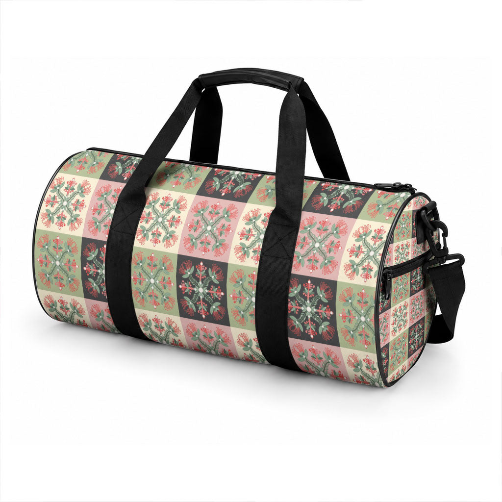 Seamless Pattern Pikake Lei Duffle Bag Floral Squares Pikake LT9 - Polynesian Pride