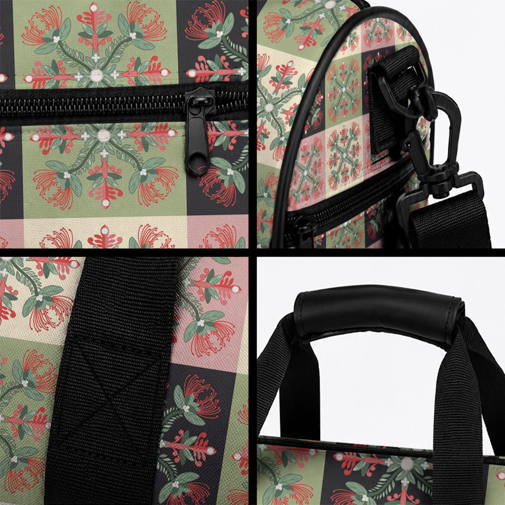 Seamless Pattern Pikake Lei Duffle Bag Floral Squares Pikake LT9 - Polynesian Pride