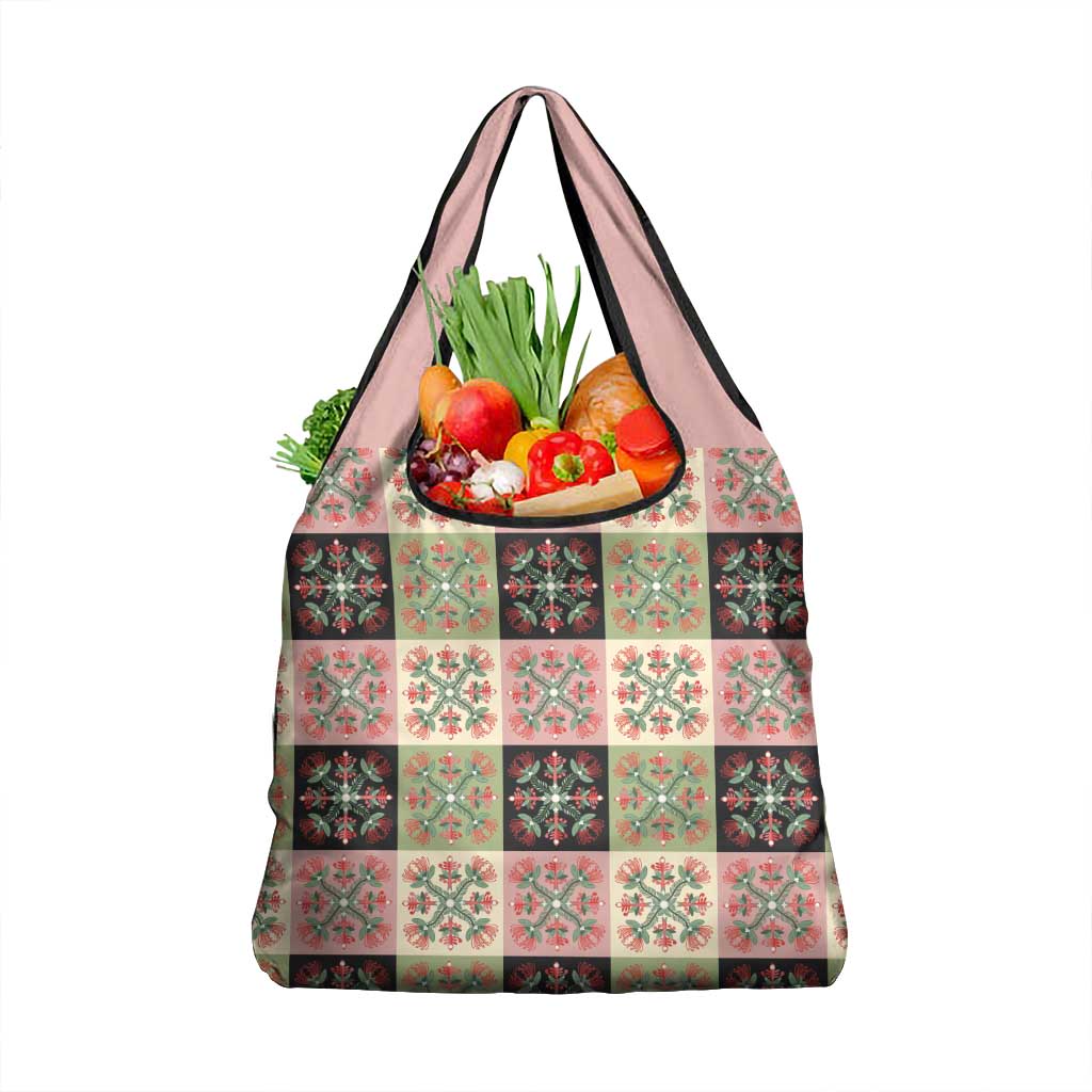 Seamless Pattern Pikake Lei Grocery Bag Floral Squares Pikake LT9 1-pack One Size Pink - Polynesian Pride