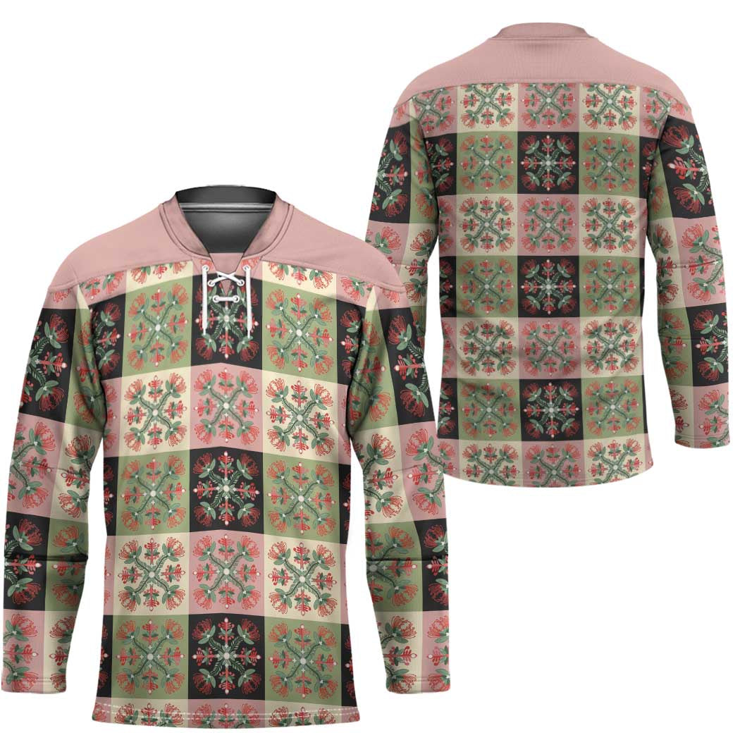 Seamless Pattern Pikake Lei Hockey Jersey Floral Squares Pikake LT9 - Polynesian Pride
