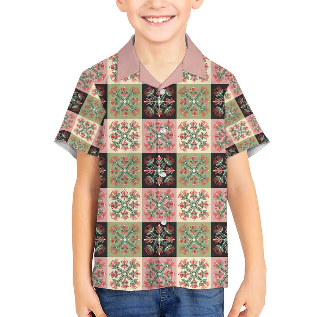 Seamless Pattern Pikake Lei Kid Hawaiian Shirt Floral Squares Pikake LT9 Kid Pink - Polynesian Pride