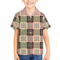 Seamless Pattern Pikake Lei Kid Hawaiian Shirt Floral Squares Pikake LT9 Kid Pink - Polynesian Pride