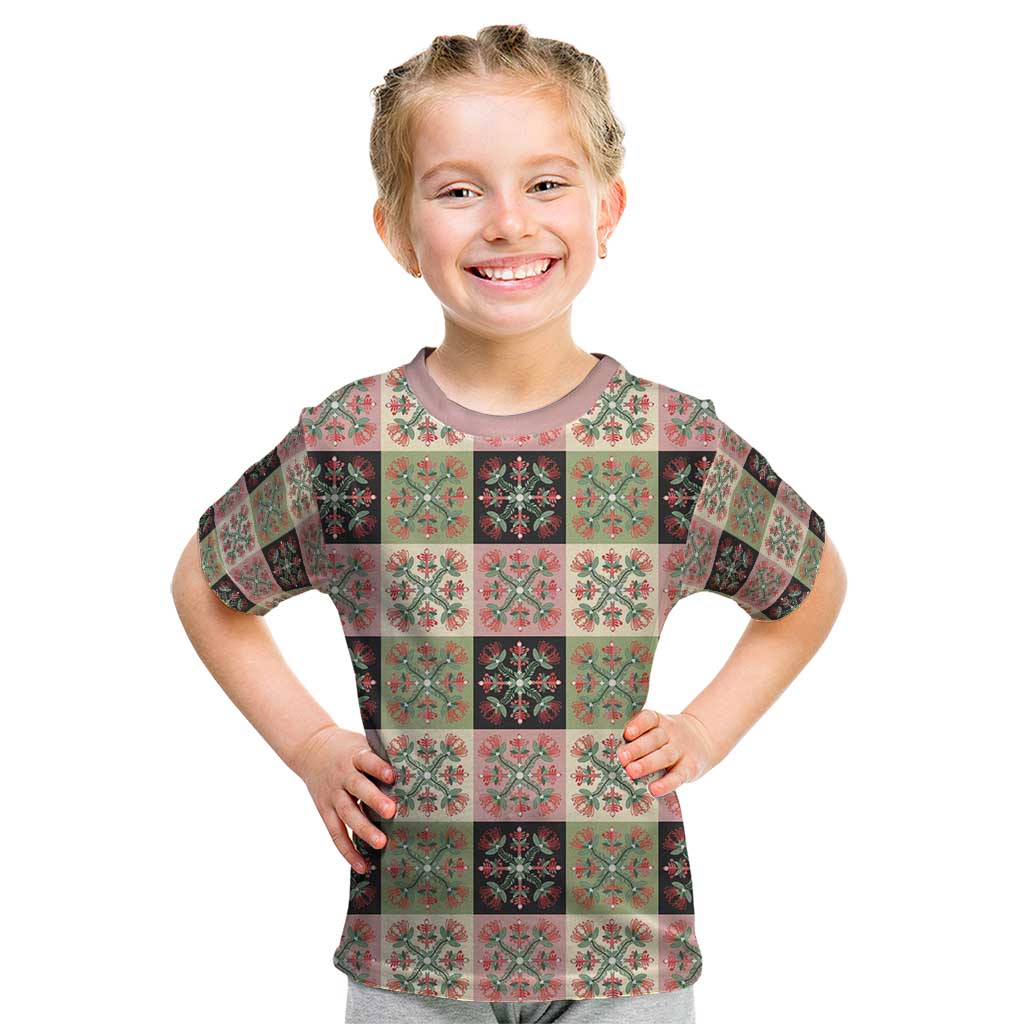 Seamless Pattern Pikake Lei Kid T Shirt Floral Squares Pikake LT9 Pink - Polynesian Pride