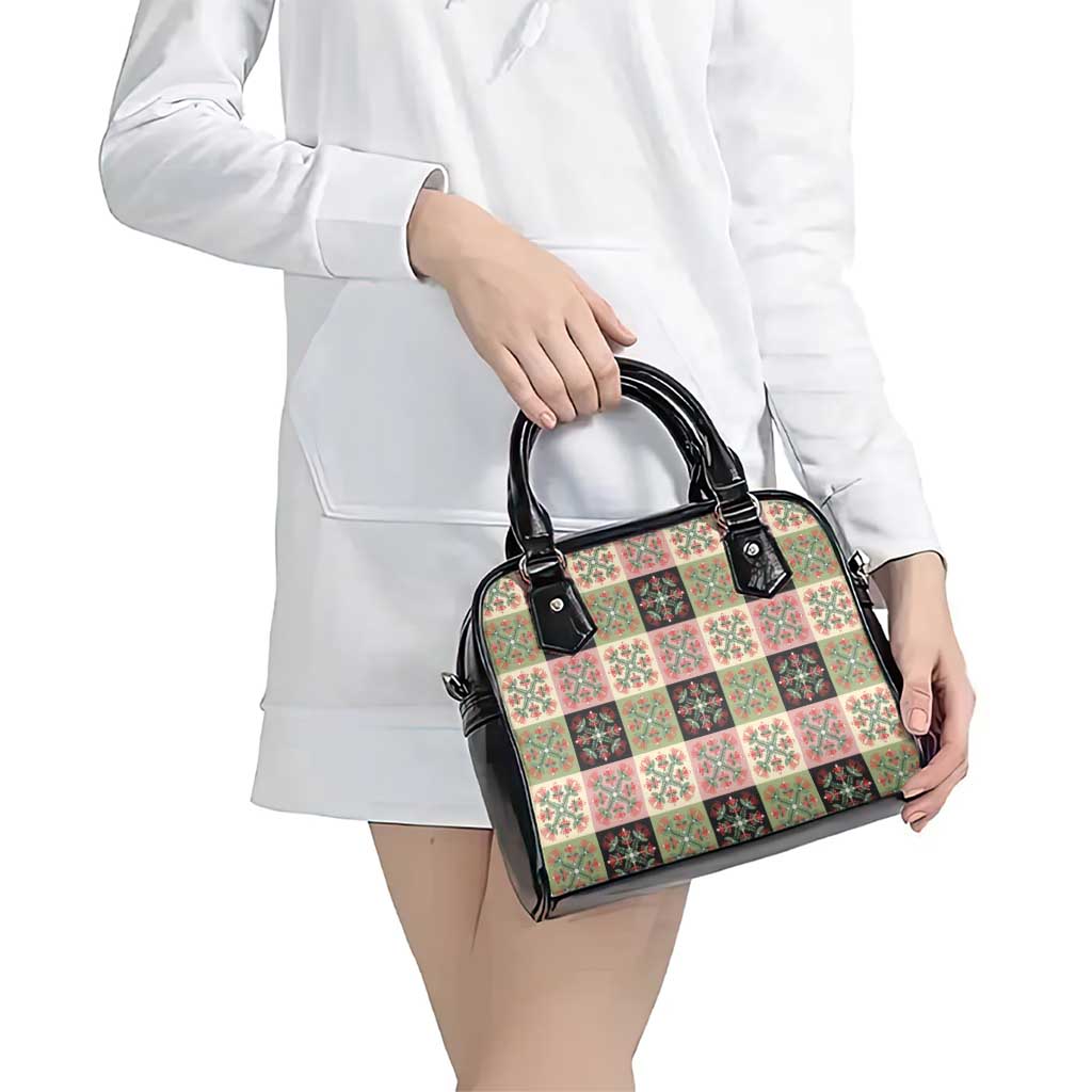 Seamless Pattern Pikake Lei Shoulder Handbag Floral Squares Pikake LT9 - Polynesian Pride