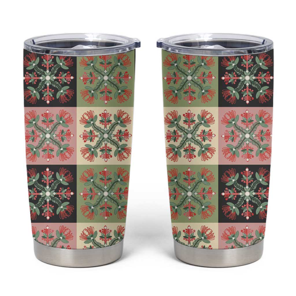 Seamless Pattern Pikake Lei Tumbler Cup Floral Squares Pikake LT9 Pink - Polynesian Pride