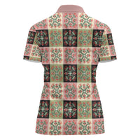 Seamless Pattern Pikake Lei Women Polo Shirt Floral Squares Pikake LT9 - Polynesian Pride