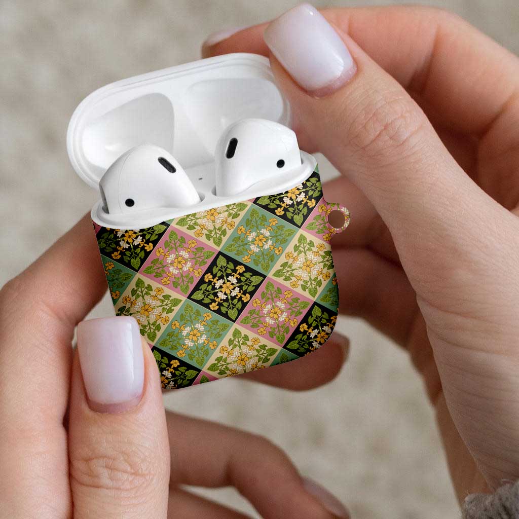 Seamless Pattern Puakenikeni and Kalo AirPods Case LT9 - Polynesian Pride
