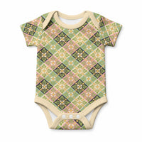 Seamless Pattern Puakenikeni and Kalo Baby Onesie LT9 Beige - Polynesian Pride