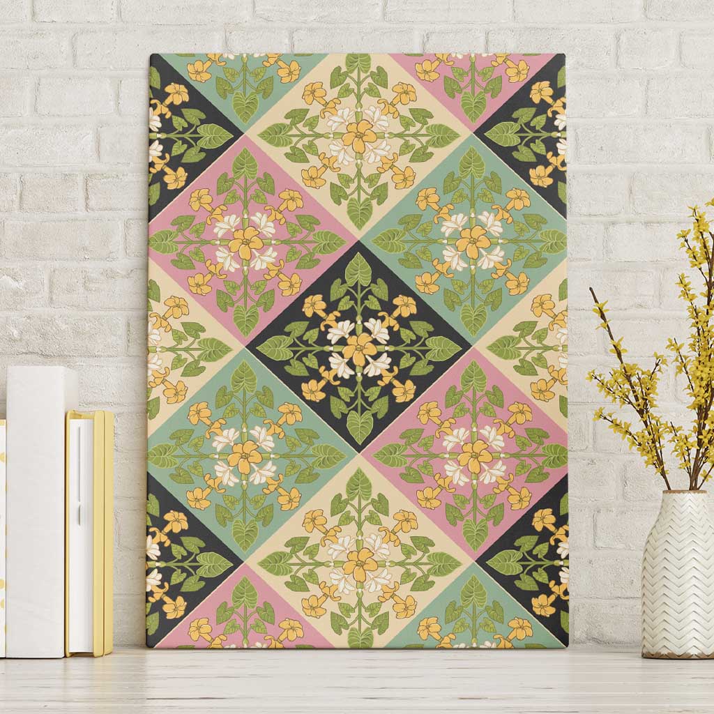 Seamless Pattern Puakenikeni and Kalo Canvas Wall Art LT9 Without Frame Beige - Polynesian Pride