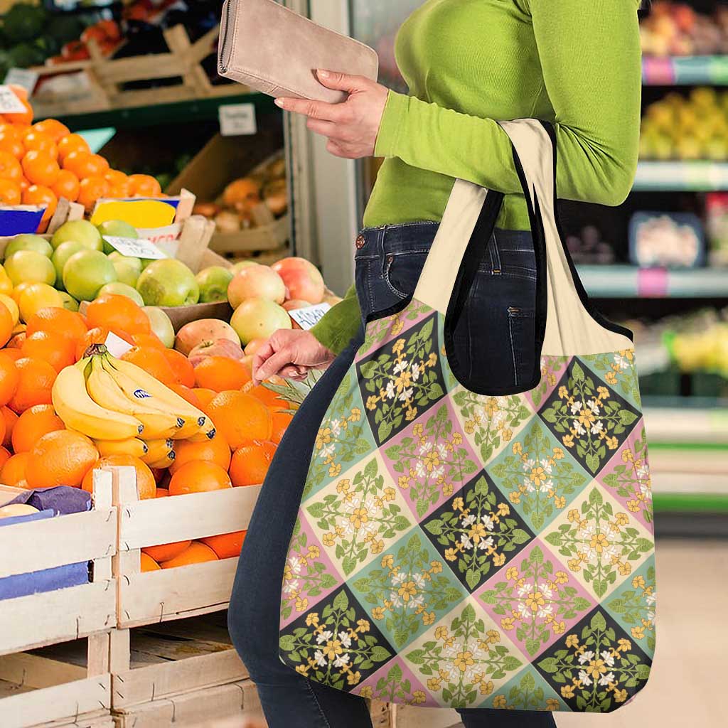 Seamless Pattern Puakenikeni and Kalo Grocery Bag LT9 - Polynesian Pride