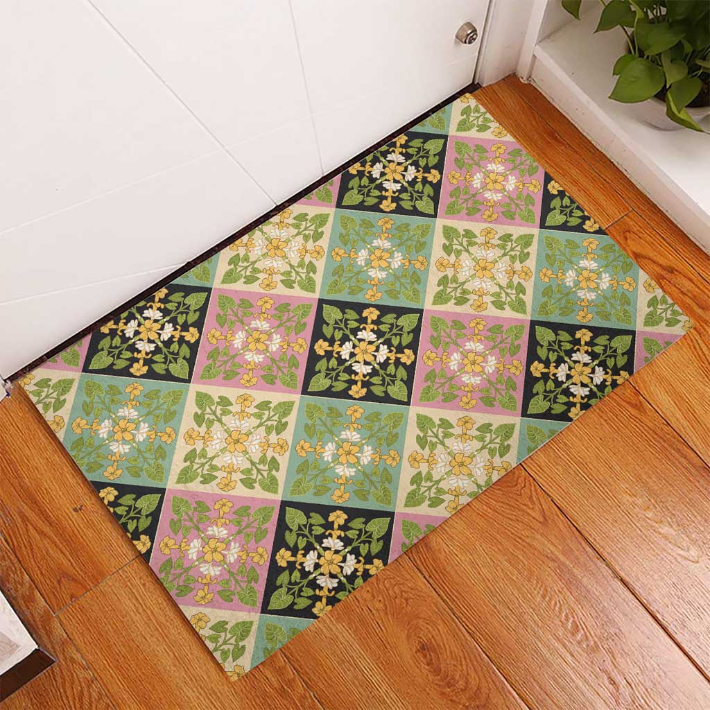 Seamless Pattern Puakenikeni and Kalo Rubber Doormat LT9 - Polynesian Pride