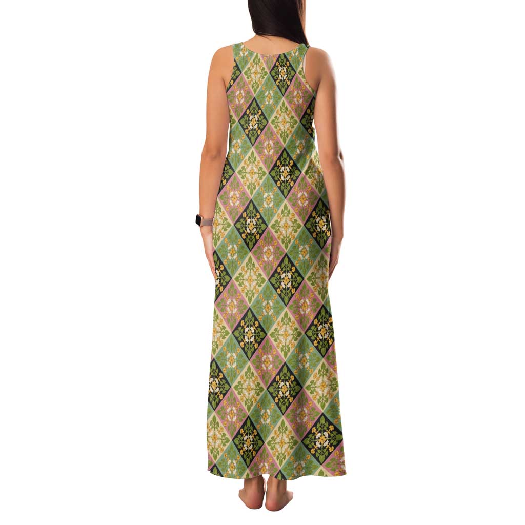 Seamless Pattern Puakenikeni and Kalo Tank Maxi Dress LT9 - Polynesian Pride