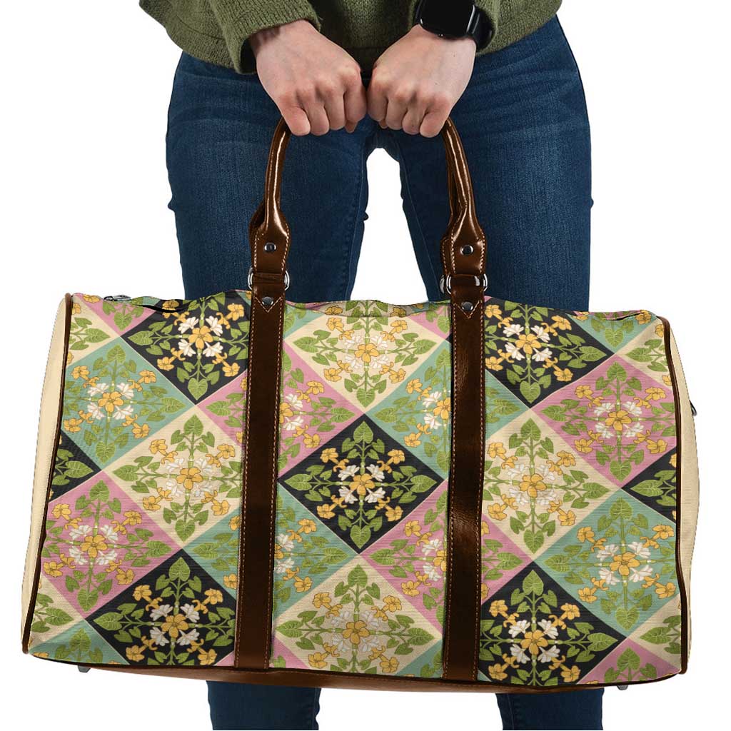 Seamless Pattern Puakenikeni and Kalo Travel Bag LT9 Beige - Polynesian Pride