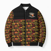Papua New Guinea Kumuls Bomber Puffer Jacket Bird of Paradise Black Version LT9 Unisex Black - Polynesian Pride
