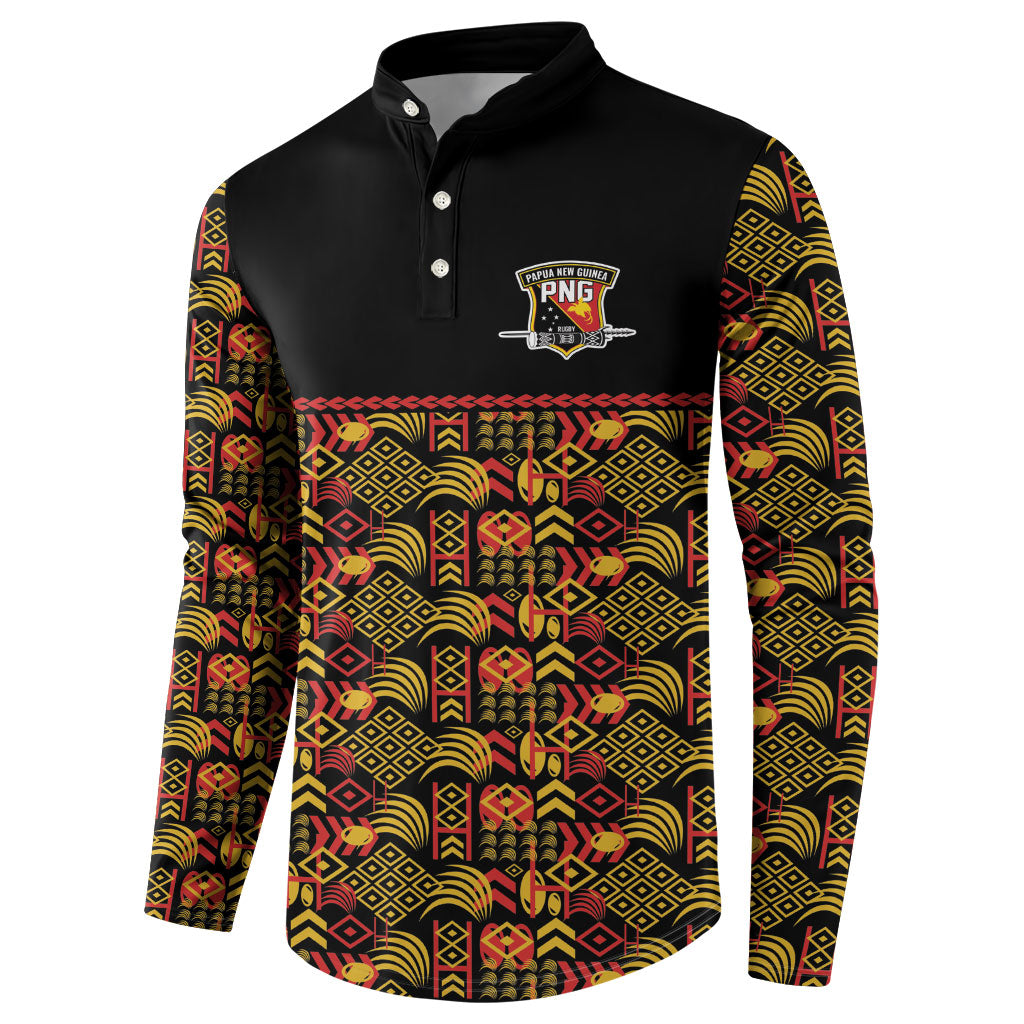 Papua New Guinea Kumuls Button Sweatshirt Bird of Paradise Black Version LT9 - Polynesian Pride