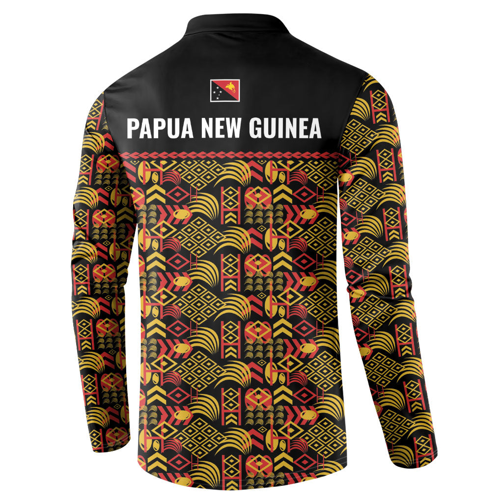 Papua New Guinea Kumuls Button Sweatshirt Bird of Paradise Black Version LT9 - Polynesian Pride