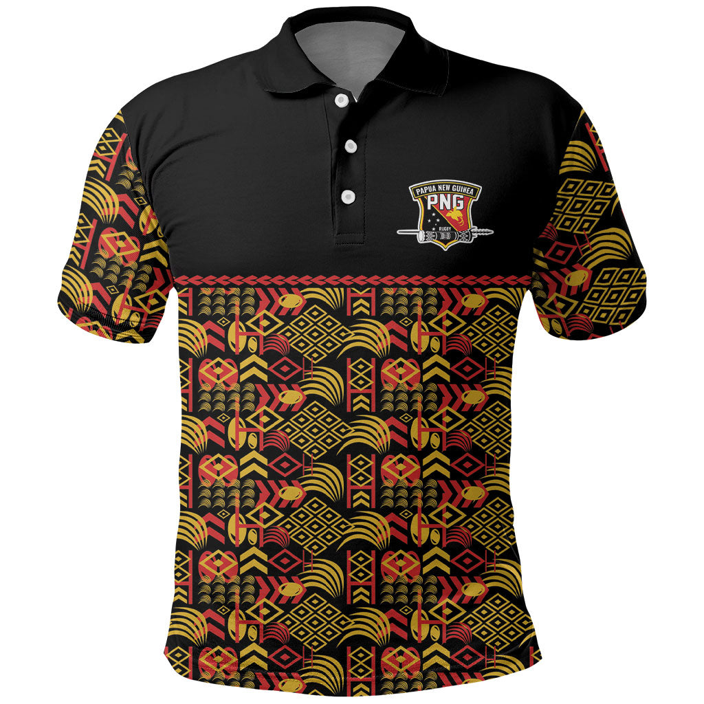 Papua New Guinea Kumuls Polo Shirt Bird of Paradise Black Version LT9 Black - Polynesian Pride