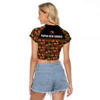 Papua New Guinea Kumuls Raglan Cropped T Shirt Bird of Paradise Black Version LT9 - Polynesian Pride