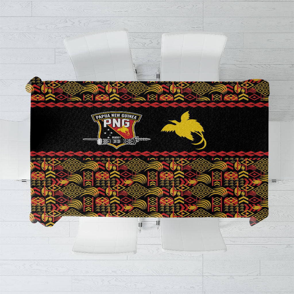 Papua New Guinea Kumuls Tablecloth Bird of Paradise Black Version LT9 Black - Polynesian Pride