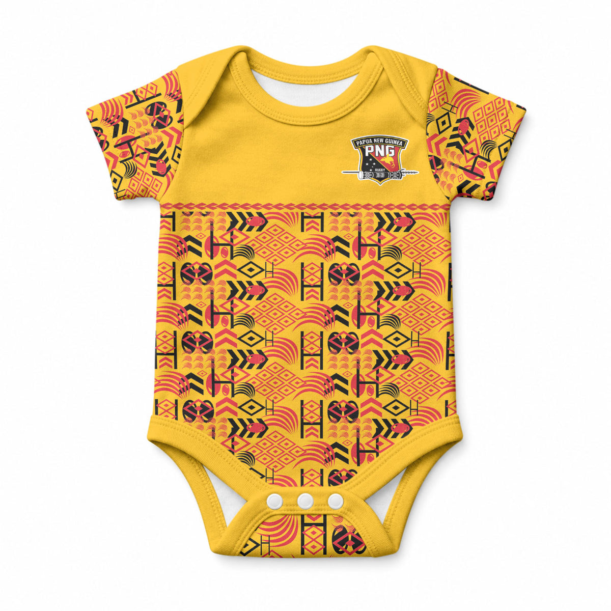 Papua New Guinea Kumuls Baby Onesie Bird of Paradise Gold Version LT9 Gold - Polynesian Pride