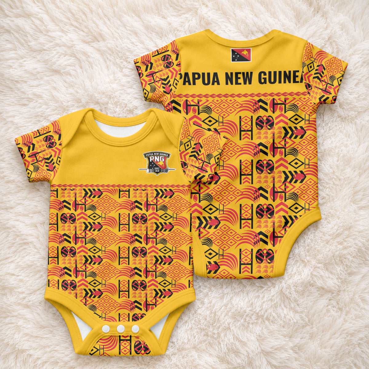 Papua New Guinea Kumuls Baby Onesie Bird of Paradise Gold Version LT9 - Polynesian Pride
