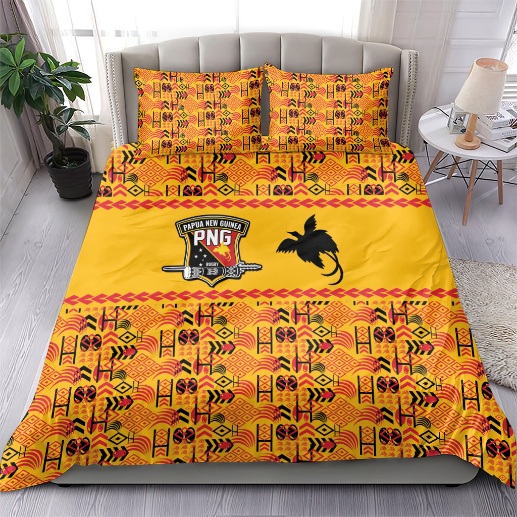 Papua New Guinea Kumuls Bedding Set Bird of Paradise Gold Version LT9 - Polynesian Pride