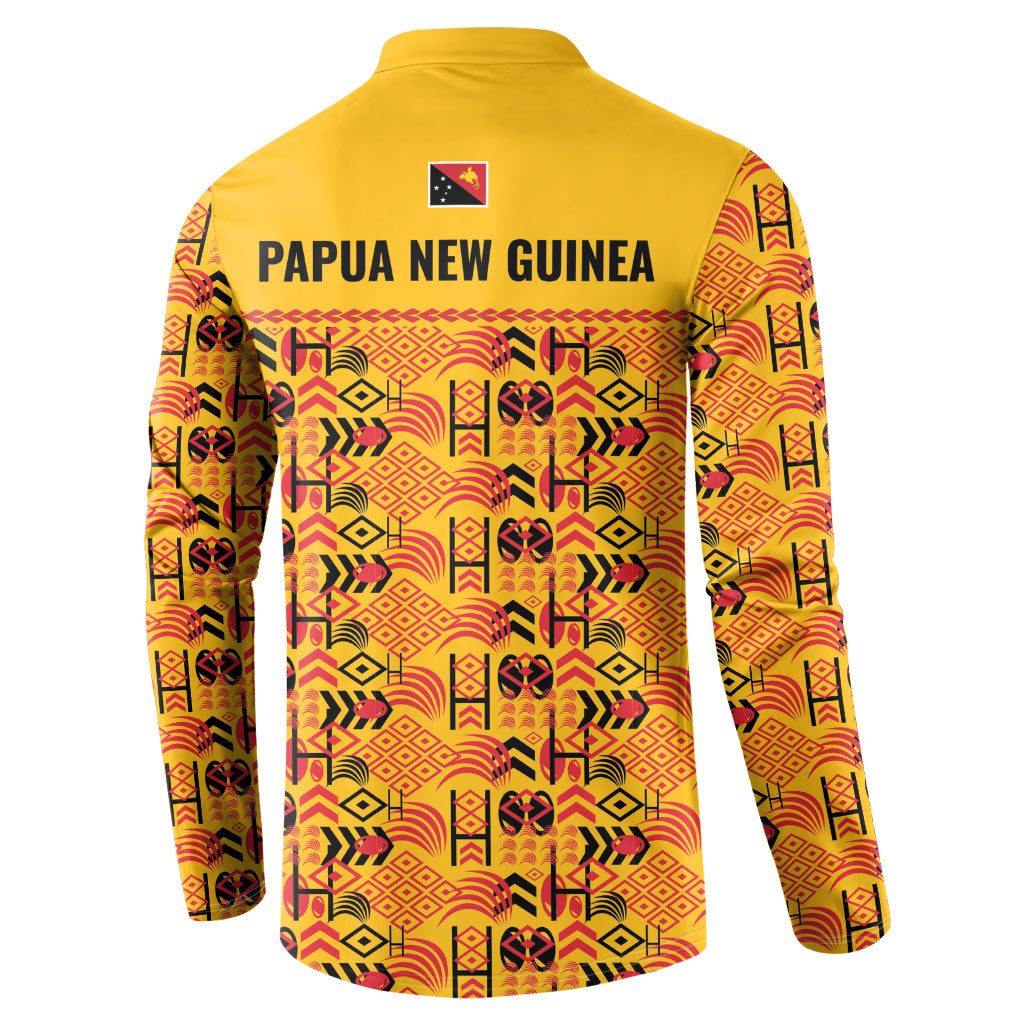 Papua New Guinea Kumuls Button Sweatshirt Bird of Paradise Gold Version LT9 - Polynesian Pride