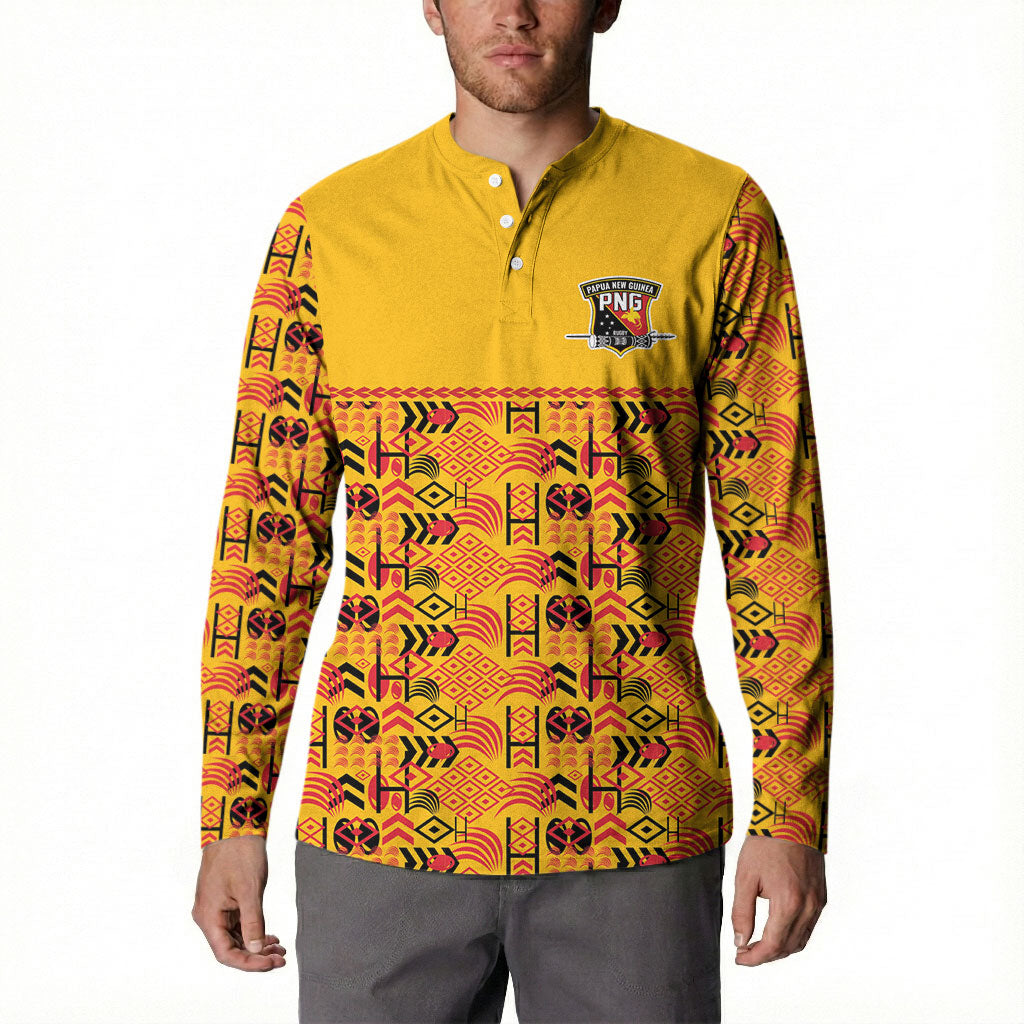 Papua New Guinea Kumuls Button Sweatshirt Bird of Paradise Gold Version LT9 - Polynesian Pride