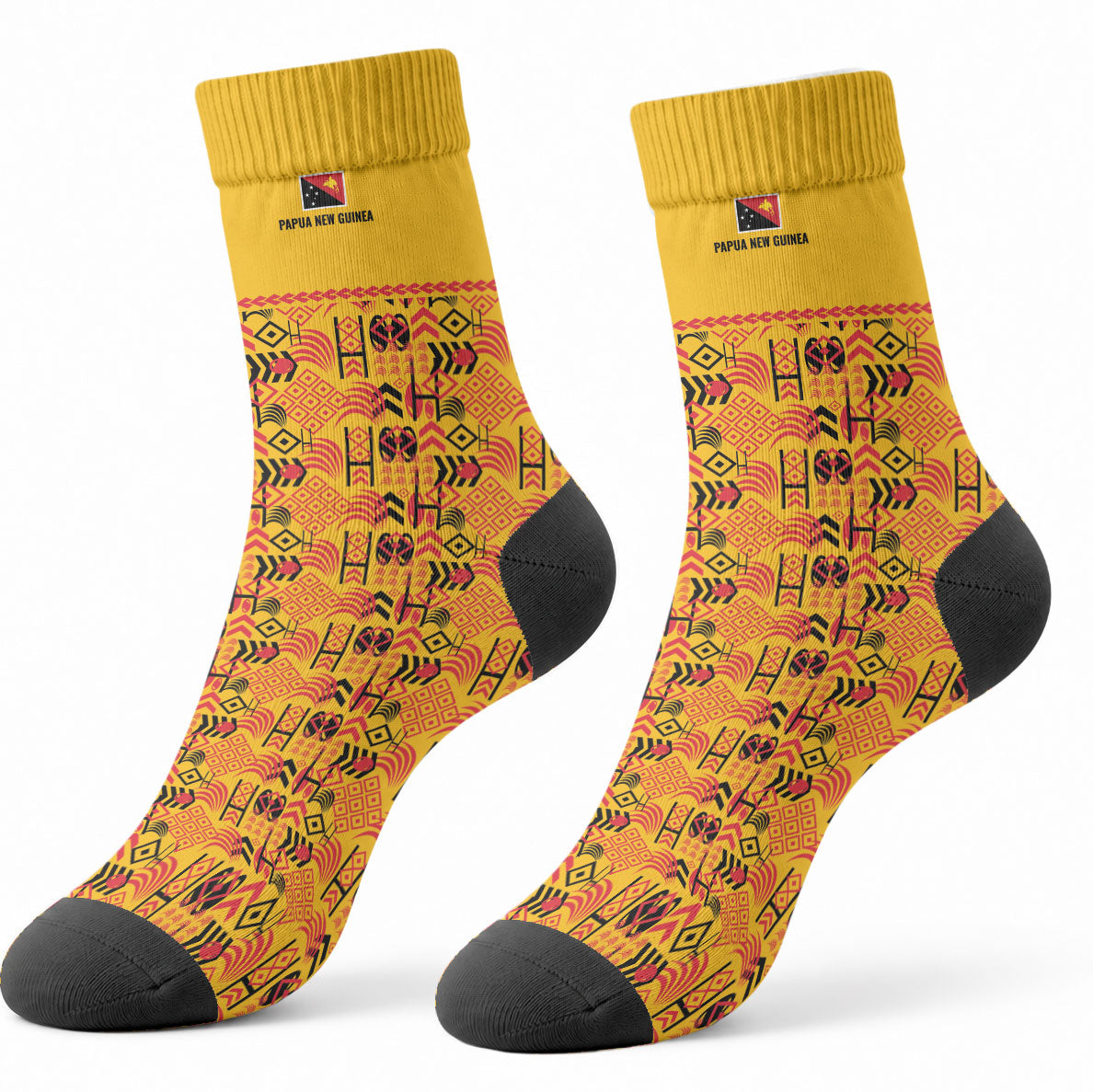Papua New Guinea Kumuls Crew Socks Bird of Paradise Gold Version LT9 - Polynesian Pride