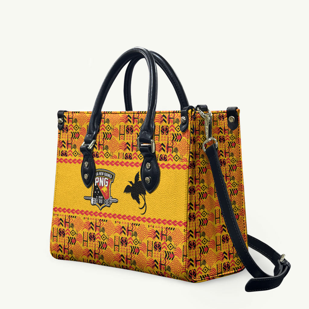 Papua New Guinea Kumuls Leather Bag Bird of Paradise Gold Version LT9 Gold - Polynesian Pride