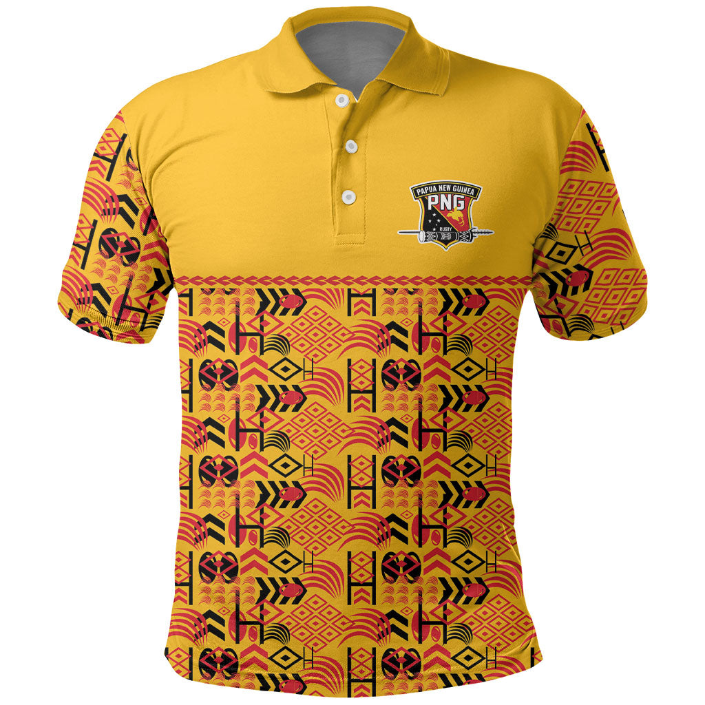 Papua New Guinea Kumuls Polo Shirt Bird of Paradise Gold Version LT9 Gold - Polynesian Pride