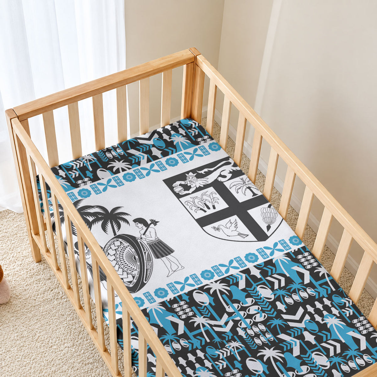 Fiji Bati Baby Bed Cover Bati Island Warrior Geometry