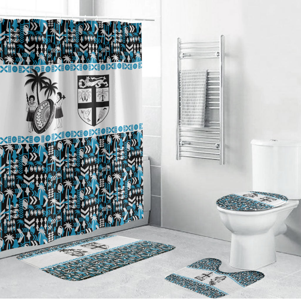 Fiji Bati Bathroom Set Bati Island Warrior Geometry LT9 Bathroom Set (4 pcs) Blue - Polynesian Pride