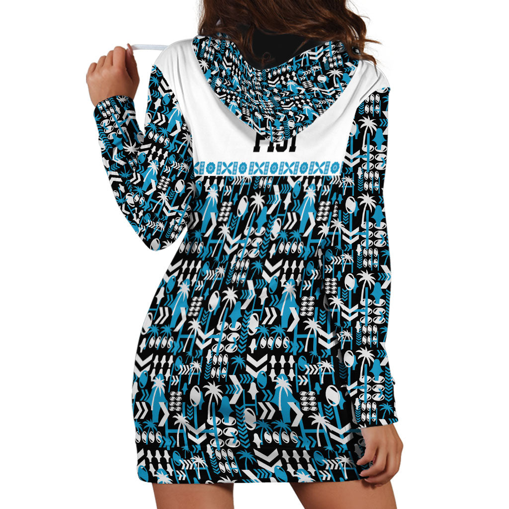 Fiji Bati Hoodie Dress Bati Island Warrior Geometry LT9 - Polynesian Pride