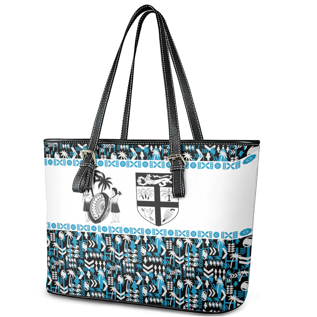 Fiji Bati Leather Tote Bag Bati Island Warrior Geometry
